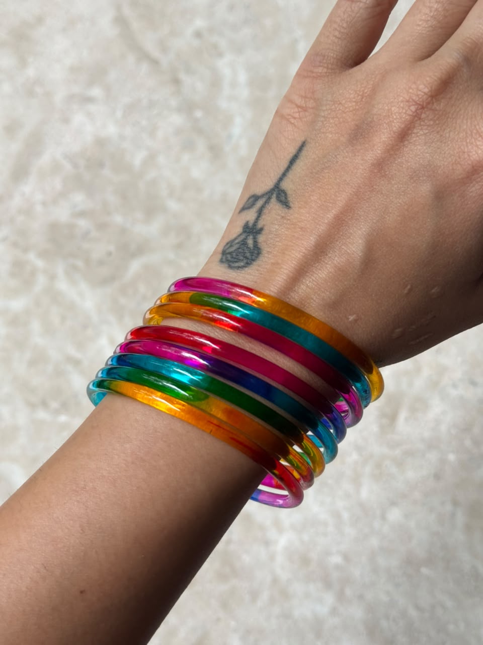 Jelly Bangles - Dark Multi Colour (Set of 8)