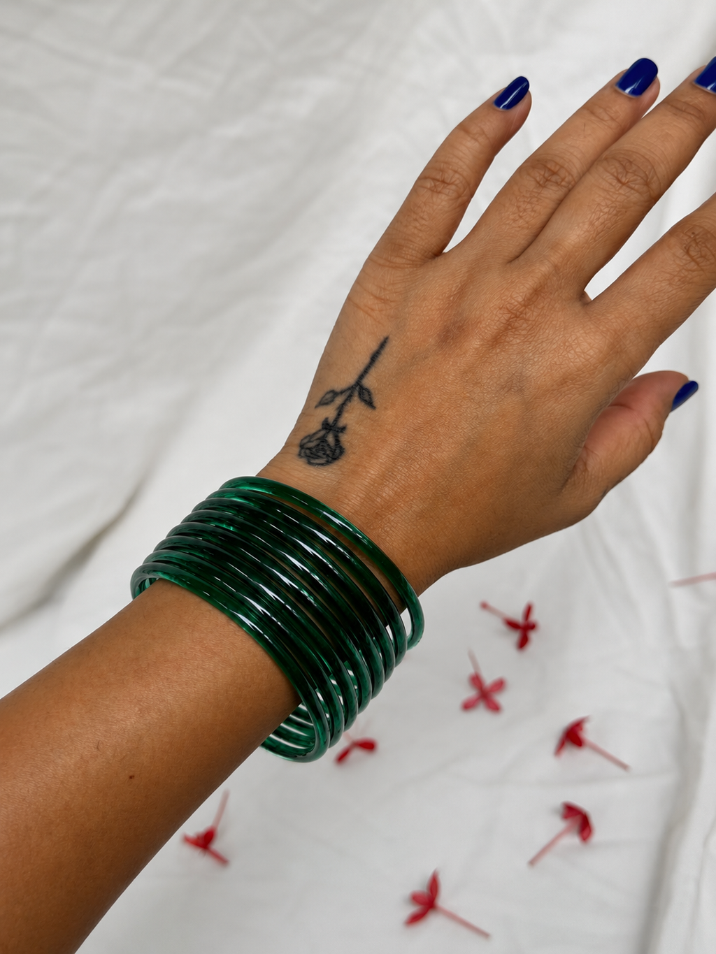 Jelly Bangles - Dark Green (Set of 8)