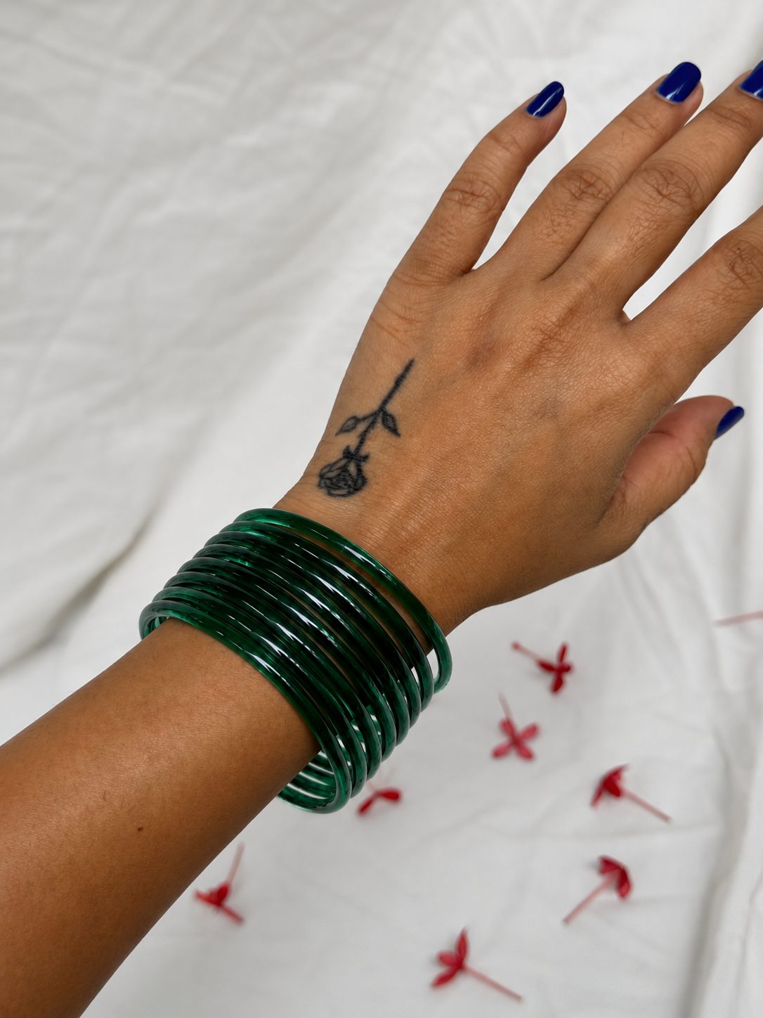 Jelly Bangles - Dark Green (Set of 8)