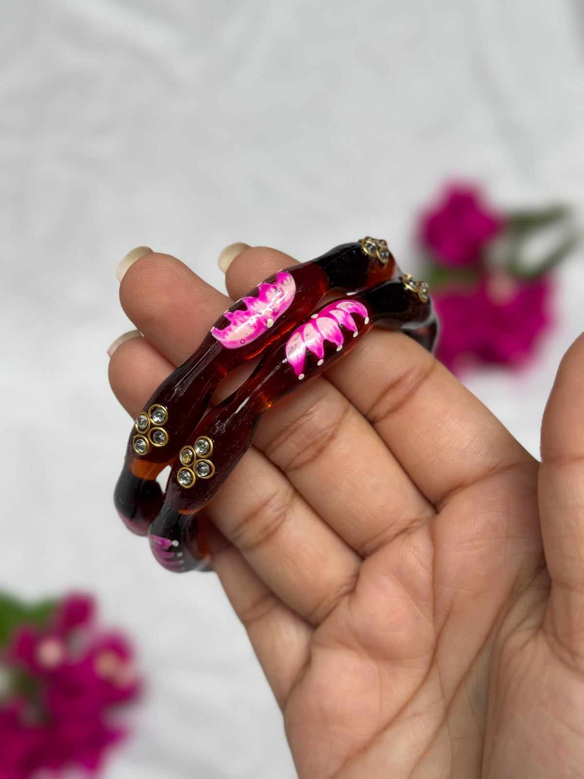 Lotus Bangles - Brown (Set of 2)