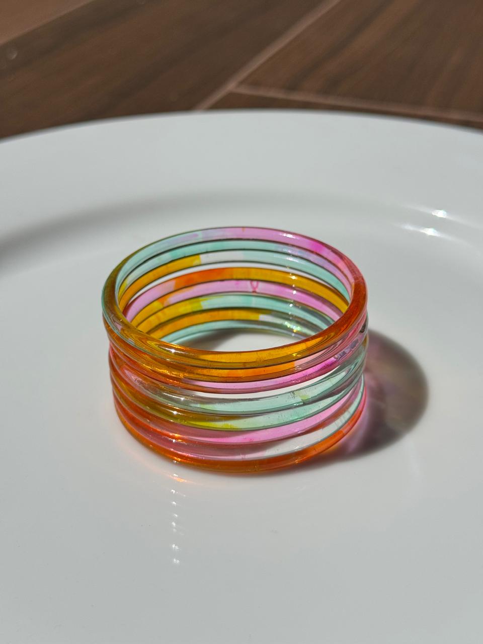 Jelly Bangles - Light Multi Colour (Set of 8)
