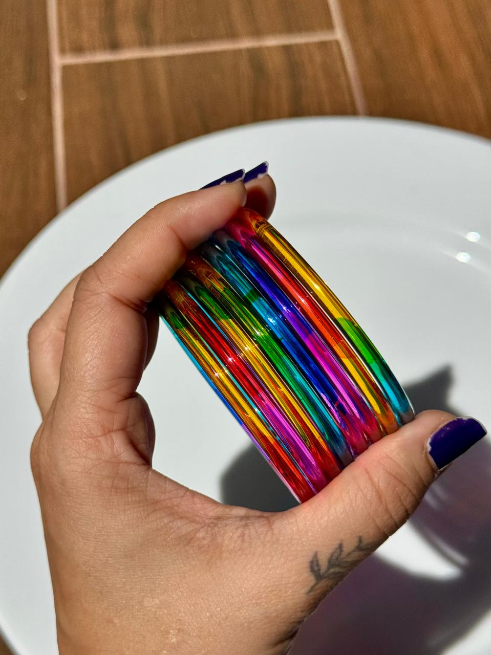Jelly Bangles - Dark Multi Colour (Set of 8)