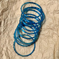 3 Stone Glass Bangles - Teal (Set of 12)