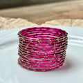 3 Stone Glass Bangles - Wine (Set of 12)