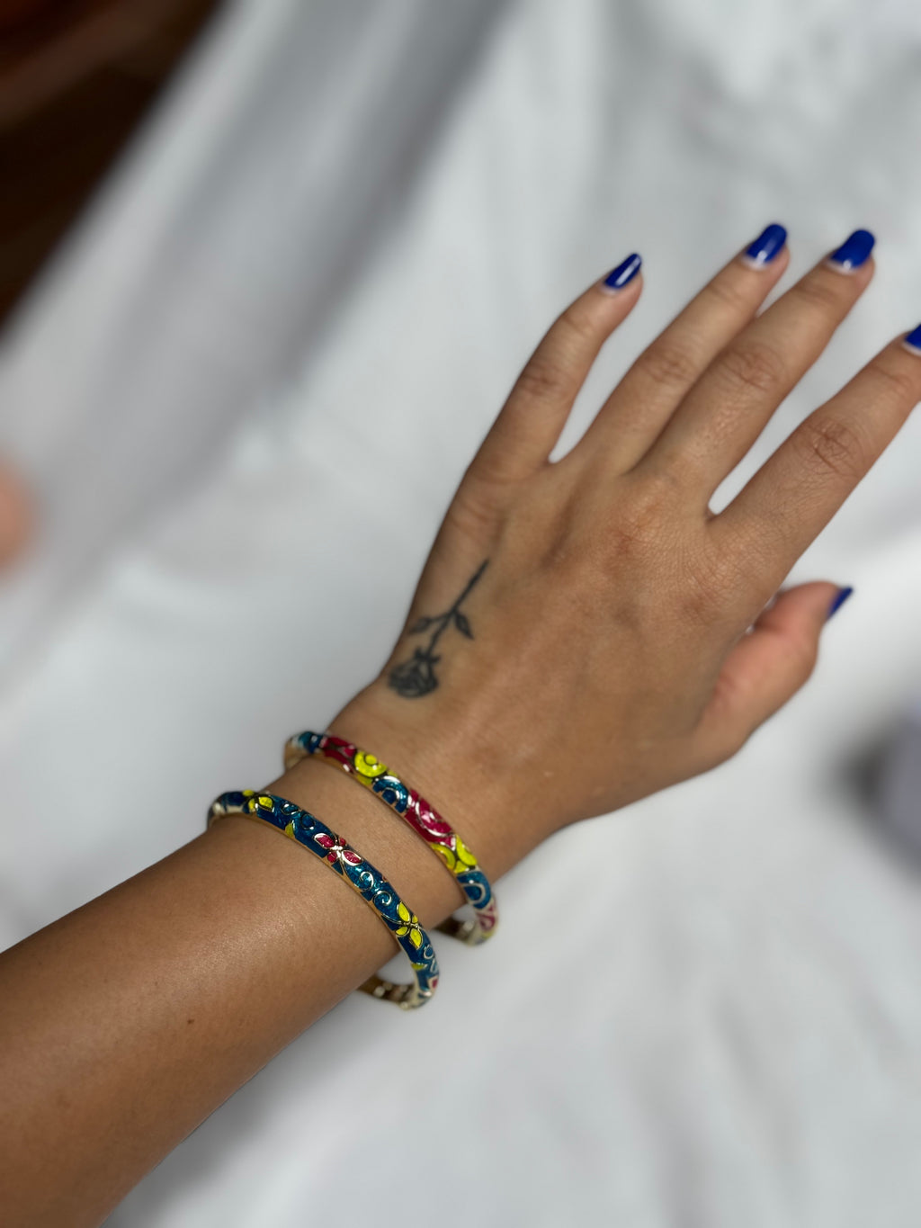 Metal Enamel Bangle- Oval