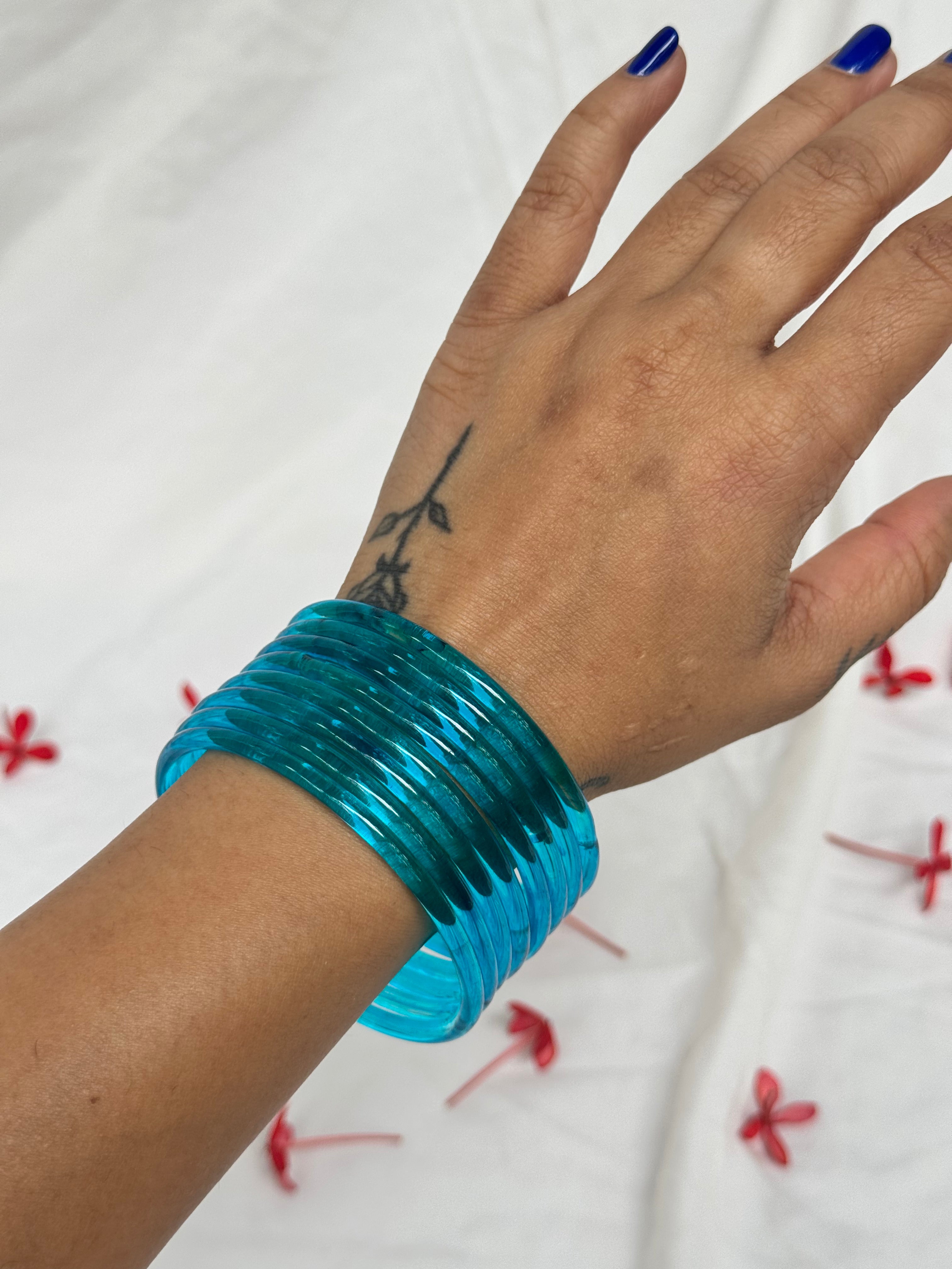 Jelly Bangles - Blue (Set of 8)