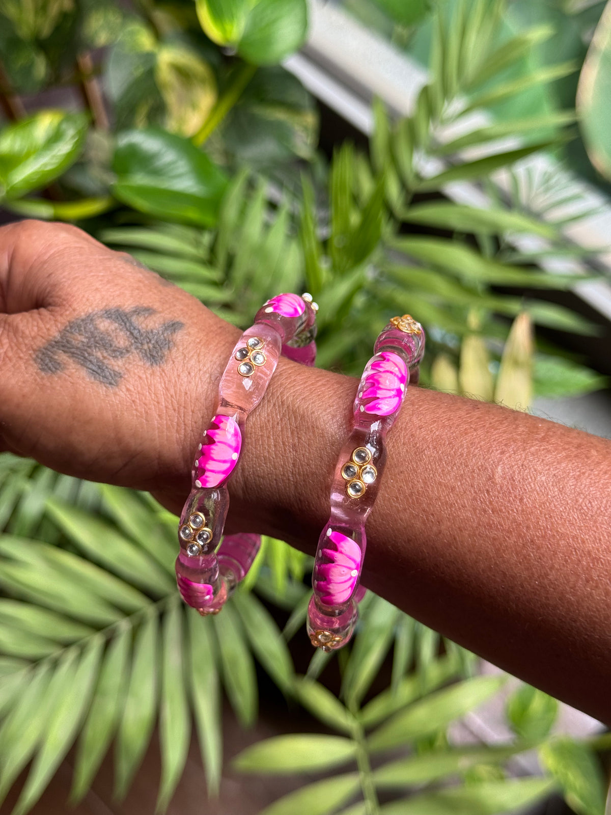 Lotus Bangles - Pink (Set of 2)