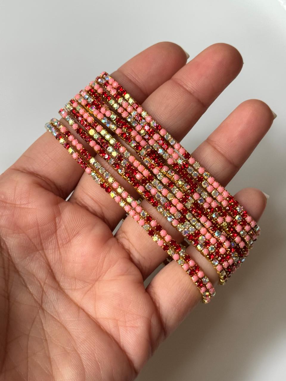 Red-Pink Rhinestone Bracelet