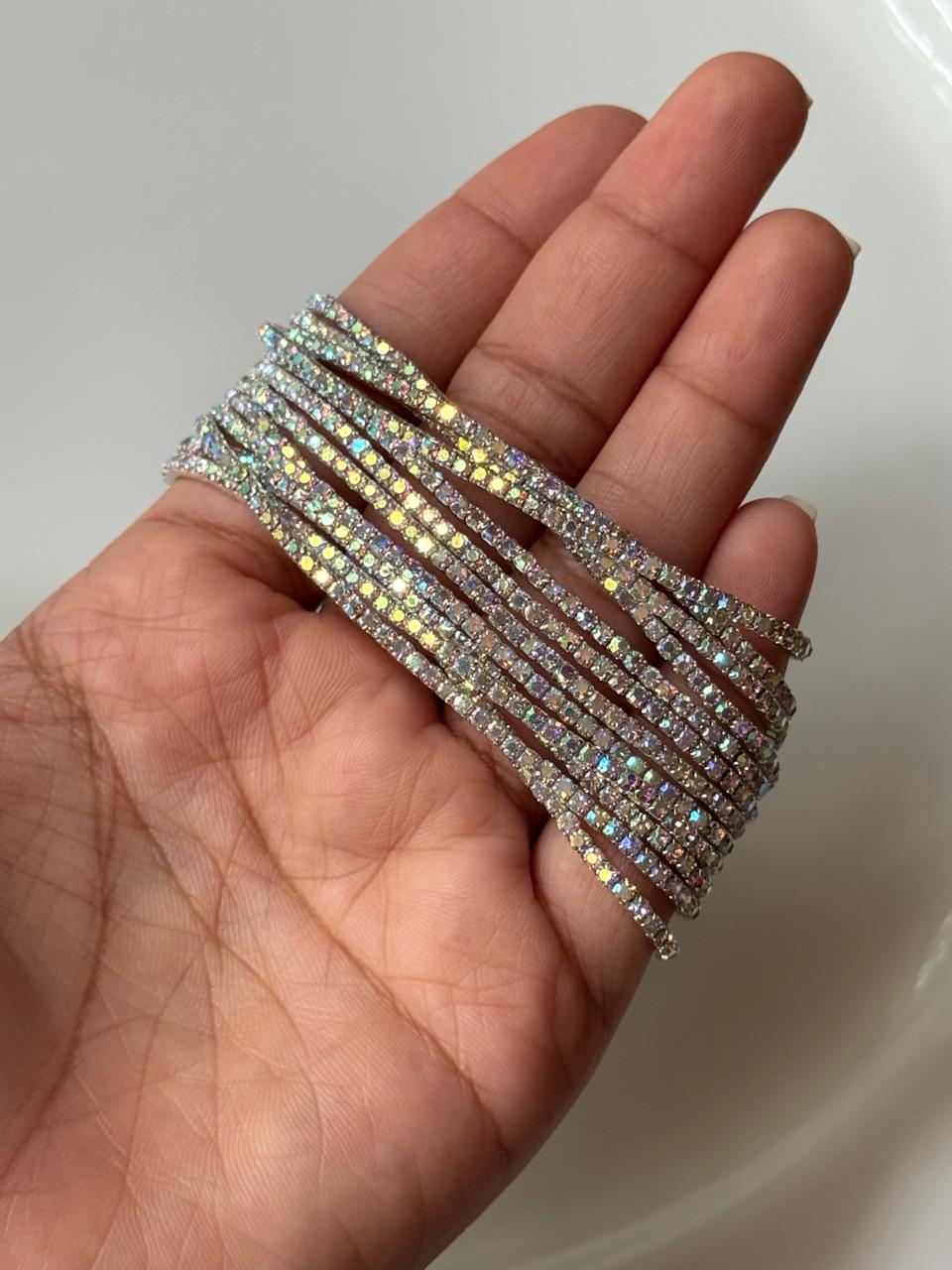 Iridescent White Rhinestone Bracelet
