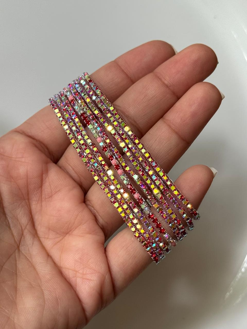 Iridescent Pink Rhinestone Bracelet