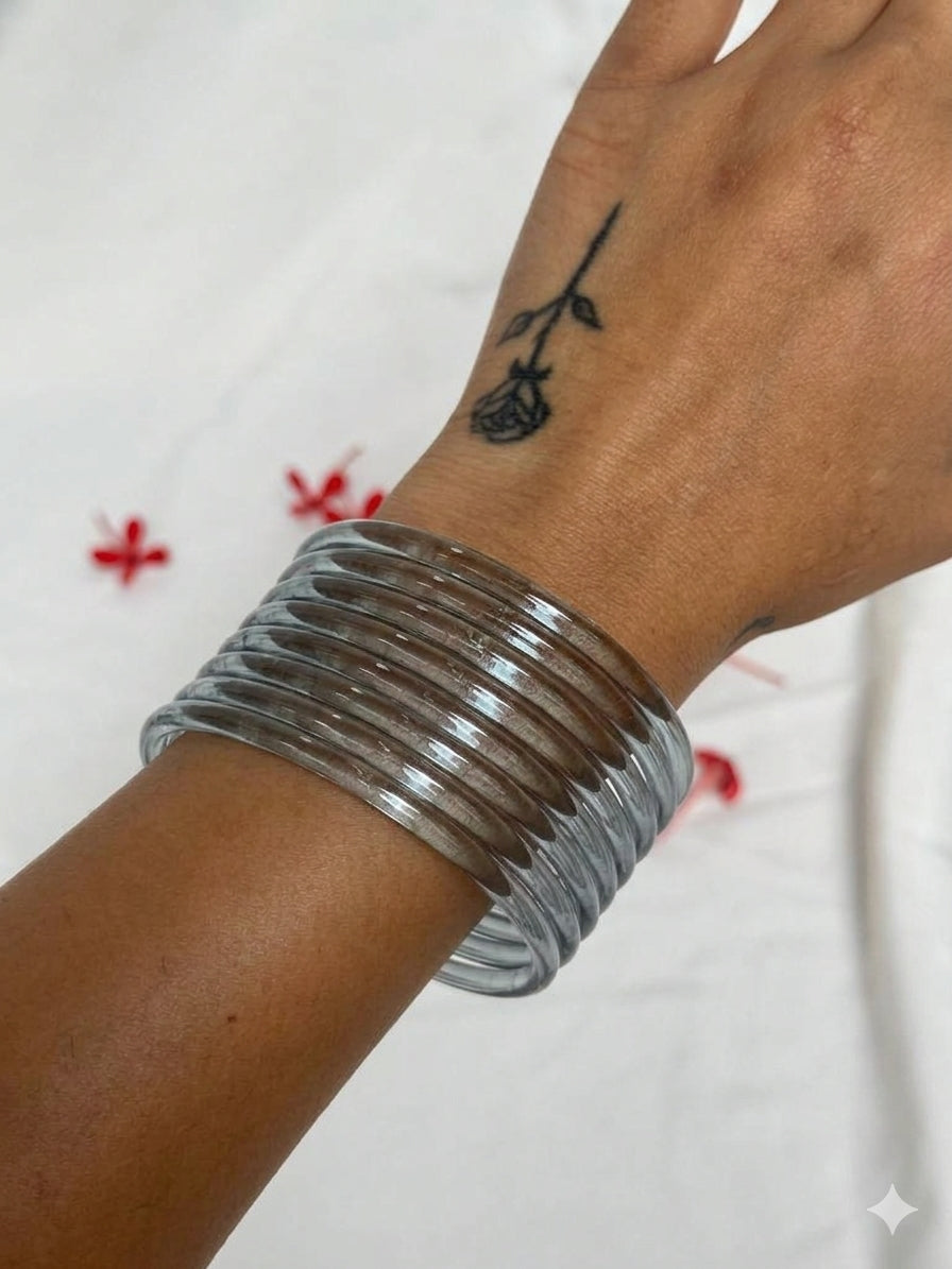 Jelly Bangles - Grey (Set of 8)