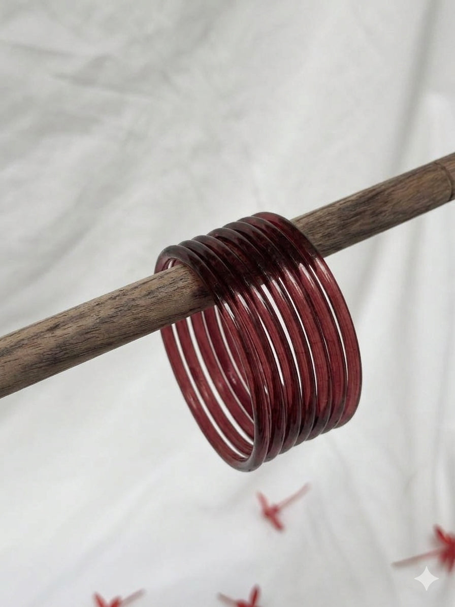 Jelly Bangles - Maroon (Set of 8)